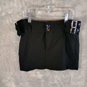 SHEIN Black Mini Skirt with Side Buckles